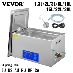 VEVOR Pulitore ad Ultrasuoni 1-30L Lavatrice Professionale in Acciaio Inossidabile Multifunzione con Timer Digitale di Riscaldamento per Occhiali Orologi Gioielli Laboratorio