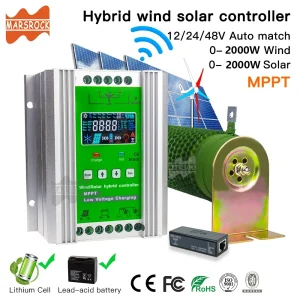 Regolatore di carica ibrido solare eolico da 4000W con equalizzatore, 12V 24V 48V AUTO, MPPT per solare e eolico, per batteria al litio