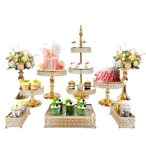 Muslimate Stand Set con espositore da tavolo da Dessert in metallo con specchio in rilievo di cristallo supporto per Cupcake per il Festival della festa di compleanno