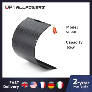 ALLPOWERS Impianto elettrico per balcone 200W / 100W Pannello solare flessibile IP68 Caricatore solare a celle solari Fotovoltaico 12V / 32V off-grid per camper