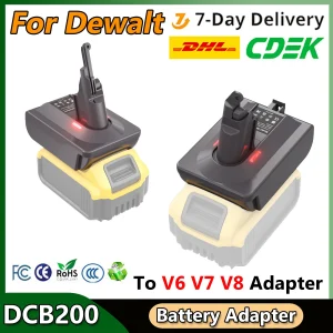 Turpow Per Dewalt DCB200 Batteria a Dyson V6/V7/V8 Adattatore Batteria con Dyson V6 V7 V8 Serie Adattatore per Batterie per Utensili Al Litio