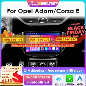 OSSURET CarPlay Android 12 autoradio per Opel Adam 2013-2016 Opel Corsa E 2015-2019 lettore multimediale per auto 2Din autoradio 4G-LET