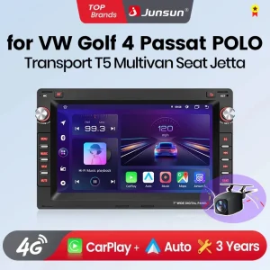Junsun 1-0 4G Wireless CarPlay Android Auto per VW Passat B5 MK4 Golf 4 Polo Bora Jetta T5 SHARAN Jetta Trasporto T5 Multimediale