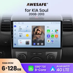 AWESAFE PX9 per Kia Soul AM 2008 2009 2010 2011 Autoradio Multimedia GPS No 2 din Android 10.0 CarPlay 8 + 128GB Autoradio