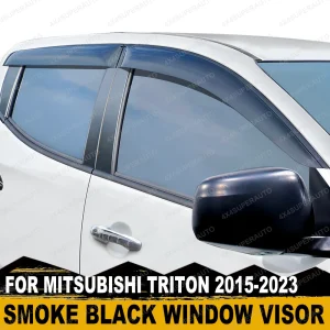 Deflettori per Finestrini Laterali Auto per Mitsubishi L200 Triton 2015-2023, Protezione da Sole e Pioggia, Doppia Cabina, Nero Fumé