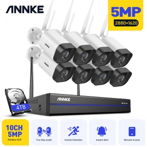 Annke 10CH 5MP sistema CCTV 264 + HD Wireless NVR Kit Outdor IR visione notturna IP Wifi telecamera sistema di sicurezza Kit CCTV Audio bidirezionale