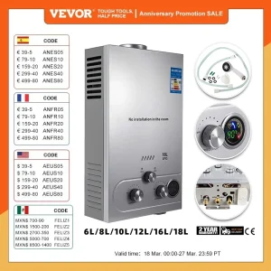 Gas gpl propano 6L/8L/10L/12L/16/18L scaldabagno EU spedizione veloce