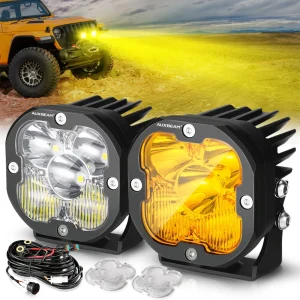 AUXBEAM 3 pollici LED Work Light Pods 3000K ambra e 6500K White Spot / Flood / Combo Offroad LED fendinebbia lampada di guida per camion SUV 4WD