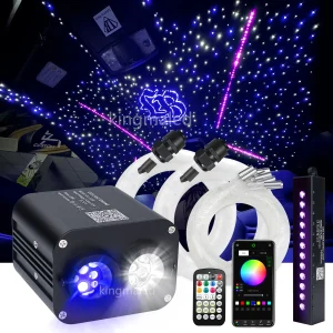 Kit di illuminazione a fibra ottica per soffitto effetto cielo stellato da 20W con luci a stella scintillanti, controllo RGB tramite app musicale e effetto meteora, per tetto auto.