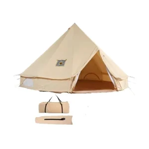 SucceBuy Tenda a campana in tela 4 stagioni Tenda da yurta da 3 m/6 m Tenda in tela per campeggio con stufa Jack Tenda traspirante può contenere fino a 4 persone