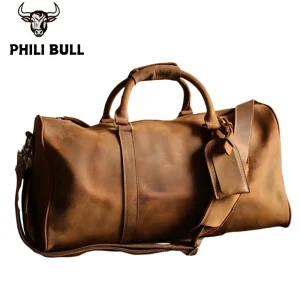 PHILI BULL Borse da uomo in pelle Borsone da viaggio vintage Borsa da weekend Borse Borse Borse a tracolla Borsa da viaggio con scomparto per scarpe