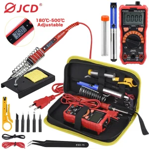 Kit saldatore JCD 80W 220V multimetro digitale a temperatura regolabile pinza automatica punte per saldatore lcd strumenti di rilavorazione per saldatura