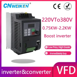 Convertitore di frequenza AC 220V a 220V o 380V 0.75KW-11kw Convertitore VFD con regolatore di velocità trifase 50HZ 60HZ per motore ventola trifase