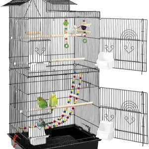 Gabbia per uccelli Gabbia per pappagalli per pappagalli con giocattolo per uccelli Gabbia per parrocchetti per pappagalli 46×35,5×99,5 cm Aviario per canari, calopsitte, pappagallo