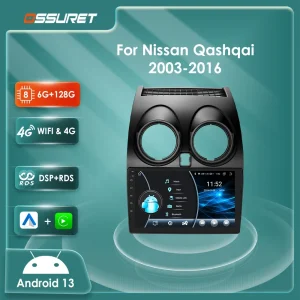 Autoradio Android 13 con DSP e Carplay per Nissan Qashqai J10 2006-2016, Lettore Multimediale Video 4G Octa Core con Schermo