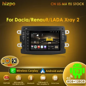 Hizpo Android 13 Autoradio Navigazione GPS per Renault/Dacia/Sandero/Duster/Captur/Lada Xray 2/Logan Lettore multimediale Auto RDS