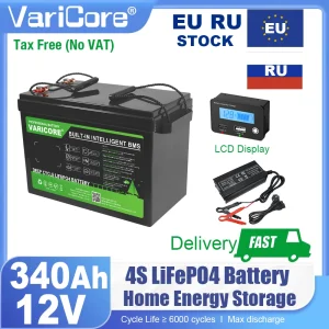 Batteria LiFePO4 12.8V 340Ah, 12V 4 Serie, Litio Ferro Fosfato per Camper, Golf Cart, Fuoristrada, Sistemi Solari e Eolici Off-Grid