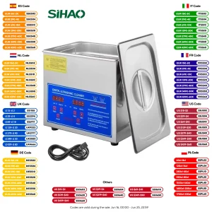VEVOR Pulitore Ad Ultrasuoni Pulitore Ad Ultrasuoni Macchina Per La Pulizia Ad Ultrasuoni Portatile Multifunzione 1.3/6 L Lavastoviglie Elettrodomestico