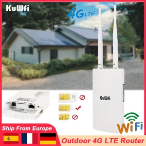 KuWfi 300Mbps CAT4 4G LTE Router Esterno Impermeabile 2.4G Router WiFi Wireless Antenna staccabile con porta POE WAN Slot per scheda SIM