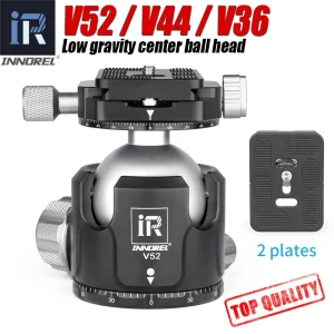 Treppiede INNOREL V52 / V44 / V36 centro a bassa gravità doppia testa a sfera panoramica per fotocamere reflex digitali, con piastra a sgancio rapido