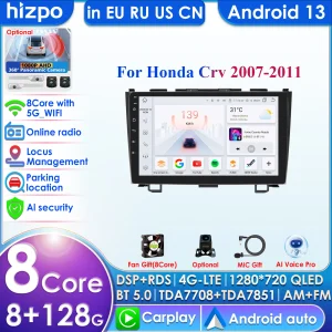 DSP IPS 4G-LTE Carplay Android Autoradio GPS Per Honda CR-V 3 RE CRV 2007-2011 Lettore Video Multimediale 2Din Unità di Testa di Navigazione