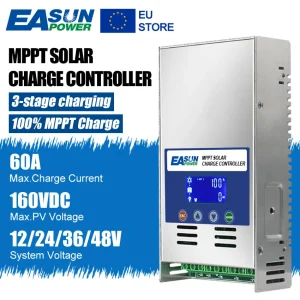 Regolatore di carica solare EASUN MPPT 60A 12v 24v 48v Auto Max. Display LCD del regolatore del caricabatteria fotovoltaico 160 V