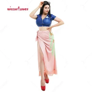 Miccostumes Costume cosplay da donna Top e gonna avvolgente con motivo floreale Costume cosplay + abiti con nappe