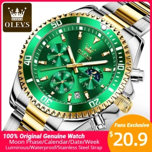 OLEVS orologio da uomo in acciaio inossidabile impermeabile luimenous Business Fashion Luxury orologio da uomo data fasi lunari orologi al quarzo per uomo