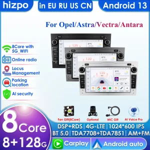 2 Din Android 14 Auto NODVD Radio Stereo Lettore per Opel Astra HGJ Vectra Antara Zafira Corsa Vivaro Meriva Veda GPS MirrorLink