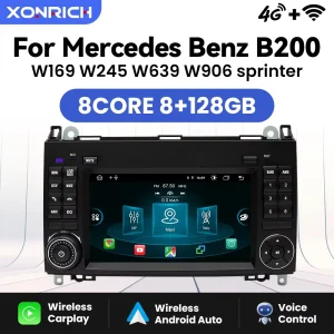 AI Voice Android 14 Wireless Carplay autoradio per Mercedes Benz B200 Sprinter W906 W639 classe AB W169 W245 Viano Vito GPS Wifi