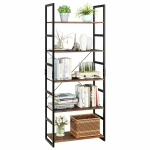 Homfa Scaffale a scala industriale a 5 livelli Scaffale per libri vintage Scaffale per libri per ufficio Bagno Soggiorno 60x 30×165 cm