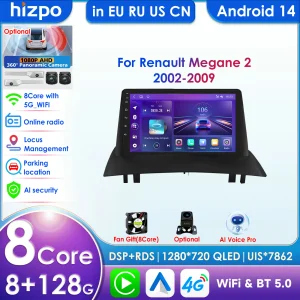 4G 2din Android 13 Autoradio Lettore video multimediale Navigazione GPS per Renault Megane 2 2002-2009 Carplay Stereo DSP IPS Schermo