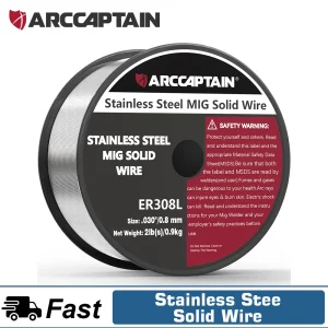 Fili per saldatura MIG a filo solido MIG in acciaio inossidabile ARCCAPTAIN ER308L 0,8 0,9 mm 1 rotolo 2 libbre Fili per saldatura MIG