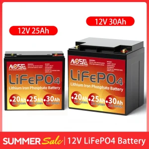 Batteria ricaricabile al litio ferro fosfato 12V 25Ah 30Ah LiFePO4 integrata BMS 12,8V Serie di batterie ricaricabili parallele per giocattoli da equitazione