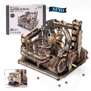 ROBOTIME Rokr Marmo elettrico con luce Puzzle 3D Giocattoli Marmo Spaceport Regali per bambini I bambini collegano con città notturna