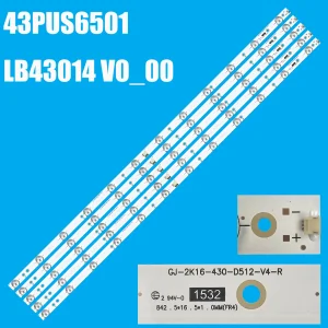 Nuova striscia LED LB43014 V0_00 per Philips TV 43 “GJ-2K16-430-D512-V4 43PUS6551 43PUS6501 43PUS7202 43PUS6501 43PUS6101 43PUS6201
