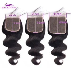 Chiusura in pizzo trasparente dell’onda del corpo 4×4/5×5/6×6 chiusura in pizzo pre pizzicato linea sottile naturale chiusura brasiliana dei capelli Ramy per le donne