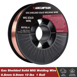Filo di saldatura solido MIG rivestito a gas ARCCAPTAIN 0.8mm0.9mm ER70S-6 1 rotolo 4.5KG 10LB Accessori per saldatrici per saldatura MIG