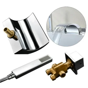 Rubinetto per vasca da bagno a 5 fori rubinetto per lavabo con vasca cromata con doccetta