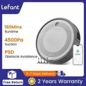 Aspirapolvere robot Lefant M310 4500PA Potente aspirazione 180 minuti, controllo APP/Alexa Ideale per peli di animali domestici e pavimenti duri