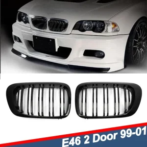 Griglia a rene anteriore Griglia a doppia stecca per BMW E46 Serie M M3 Griglia da corsa nera lucida a 2 porte adatta 1998-04 Car ABS Styling