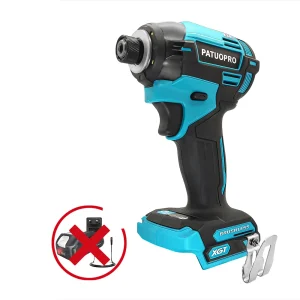 PATUOPRO Cacciavite elettrico senza spazzole esagonale da 1/4 di pollice Driver a percussione a batteria portatile a 4 velocità per batteria Makita 18V (senza batteria)