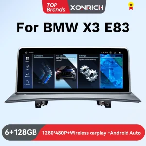 XONRICH Wireless Carplay Android 14 Autoradio per BMW X3 E83 2005-2008 navigazione GPS 10.25 “sistema intelligente per auto 4G Wifi