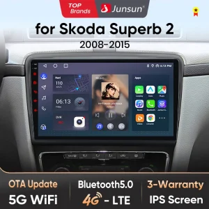 Autoradio Junsun AI 4G LTE Wireless CarPlay Android Auto per Skoda Superb 2 2008 2009 2010 2011 2012-2015 GPS Navi BT DSP RDS FM