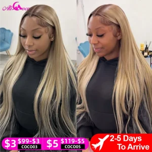 Parrucche biondo cenere Capelli umani 13×4 Parrucche anteriori in pizzo trasparente Capelli umani 200 Densità Parrucche anteriori in pizzo biondo cenere per le donne