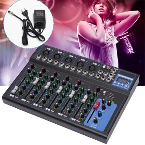 Mixer audio professionale a 7 canali, console di missaggio audio 7 Kanal Mixer audio digitale Mixer DJ stereo Soundboard Konsole
