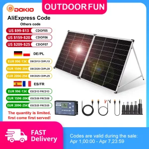 Pannello solare pieghevole Dokio 200W (2 pezzi x 100W) + controller di carica 20A 12V pannello solare pieghevole Kit caricabatterie per celle/sistema completo