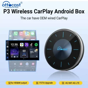 OTTOCAST P3 OttoAibox CarPlay AI Box Wireless Android Auto Smart TV Box Accessori auto per Benz Audi Kia Hyundai VW Toyota 2024