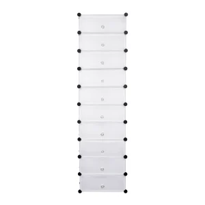Moduli fai da te scarpiera 47x35x170 cm bianco nero scarpiera modulare con 10 ripiani portaoggetti per camera da letto soggiorno bagno